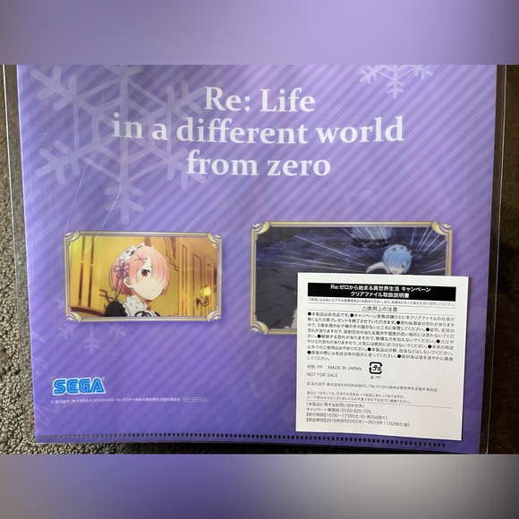 Re:Zero Emilia & Subaru Clear File Folder Plastic Anime Japan Exclusive Official - Picture 6 of 6